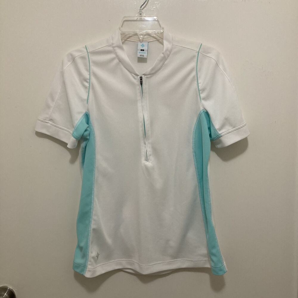 Specialized Women’s Cycling Pullover Jersey, White With Aqua